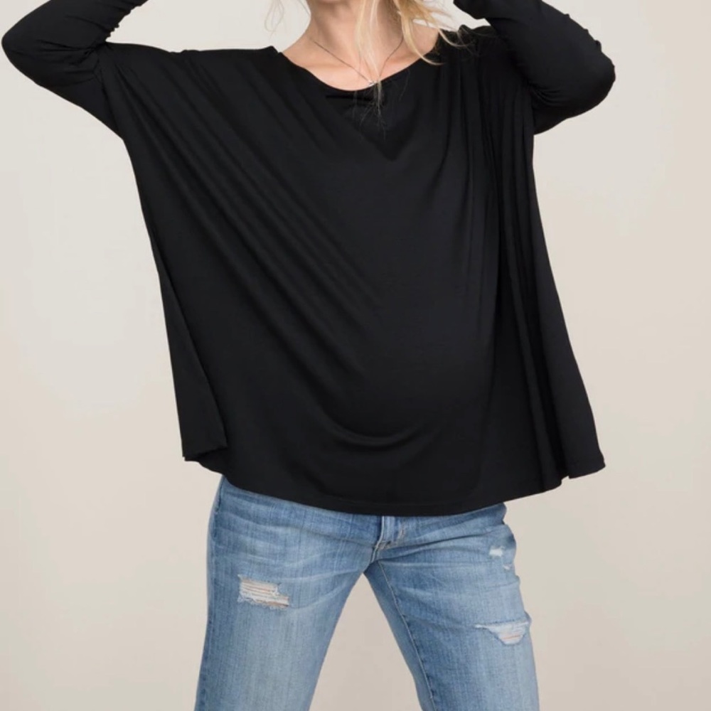 Hatch Long Sleeve T Shirt Maternity Top Charcoal Size 1